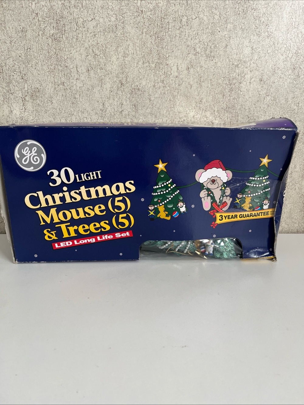 Vintage GE General Electric Christmas Lights Mouse Trees LED String 7.5 ft 2 Set